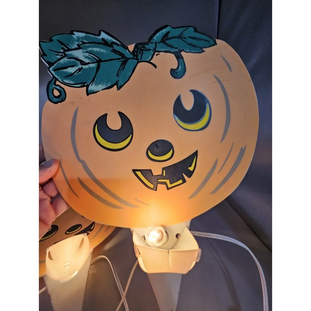 Vintage 90s Halloween Plastic Yard Sticks Set Of 3 Light Up‎ Jack O Lanterns